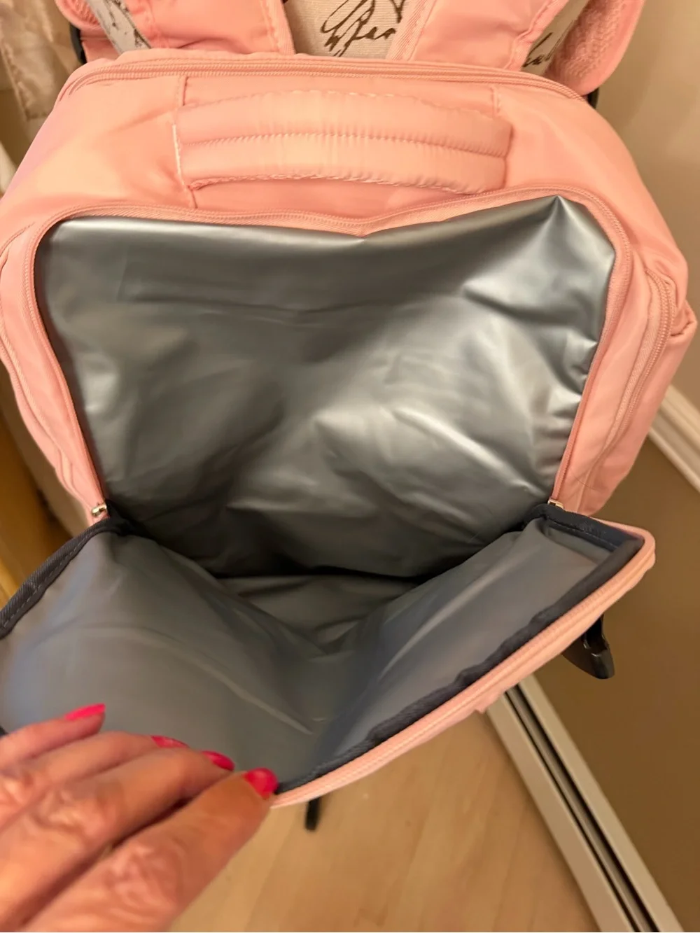 Large Pink Diaper Bag Backpack USB Charging Port Insulated Bottle Pocket Travel